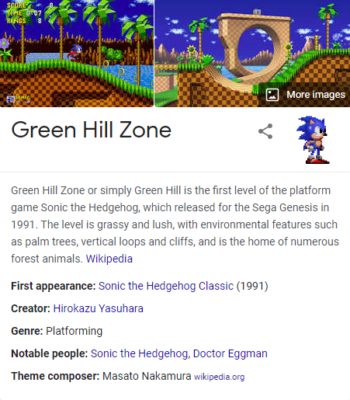 Green hill zone Sonic Google trick