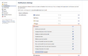 How to turn off Facebook event notifications