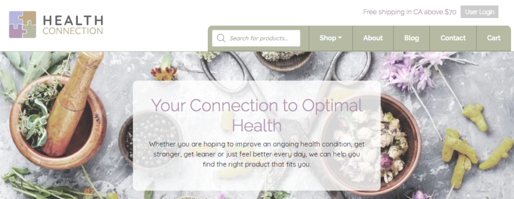 Health Connection home page.